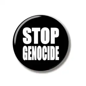 1. Badge bouton "Stop Génocide" pour sensibilisation au génocide palestinien, symbole de protestation en faveur des droits de l'homme.