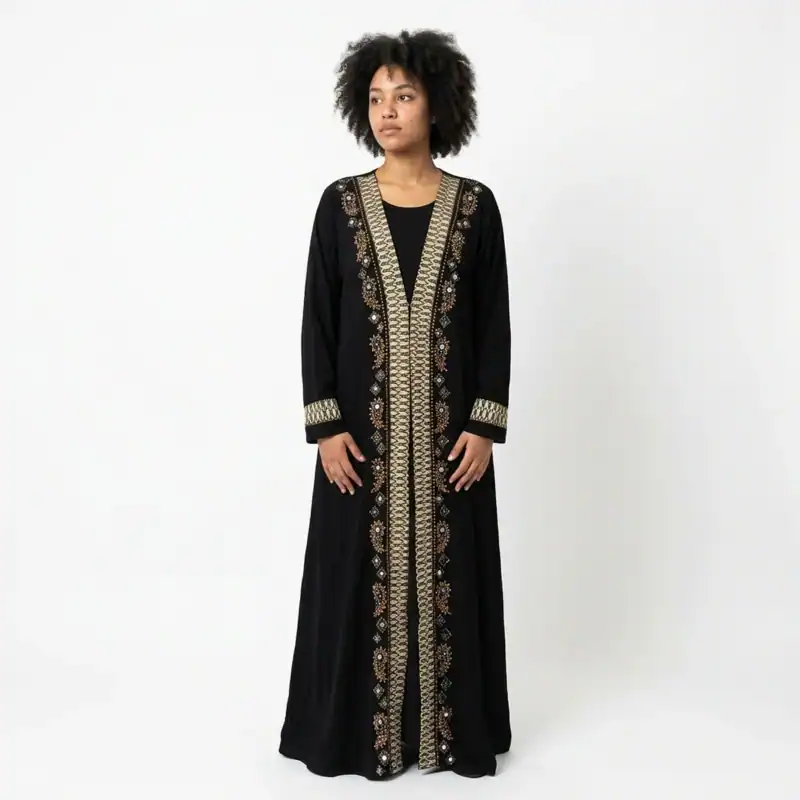 Palestinian Thobe Kaftan Perles Paillettes – coloris or n°3